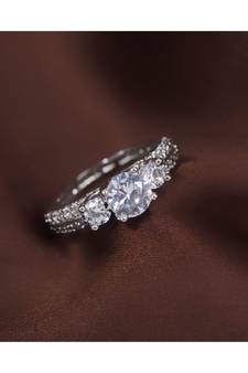 White american_diamonds Rhodium Alloy   Finger Ring