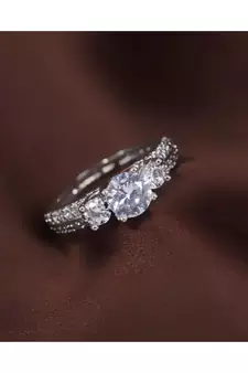 White american_diamonds Rhodium Alloy   Finger Ring