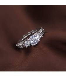 White american_diamonds Rhodium Alloy   Finger Ring