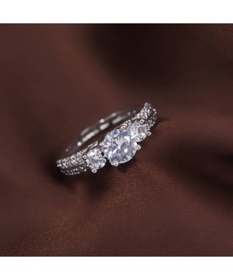 White american_diamonds Rhodium Alloy   Finger Ring