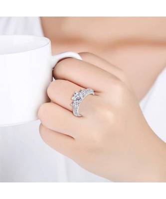 White american_diamonds Rhodium Alloy   Finger Ring 3
