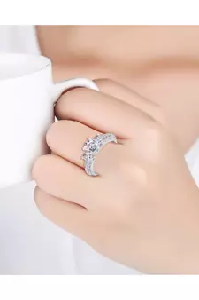 White american_diamonds Rhodium Alloy   Finger Ring