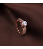 Gold american_diamonds Rose Gold Alloy   Finger Ring