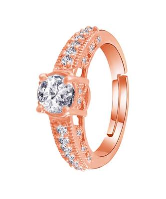 Gold american_diamonds Rose Gold Alloy   Finger Ring 2