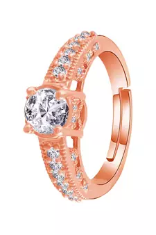 Gold american_diamonds Rose Gold Alloy   Finger Ring