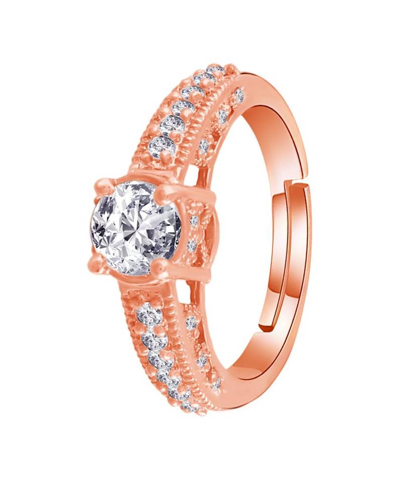 Gold american_diamonds Rose Gold Alloy   Finger Ring