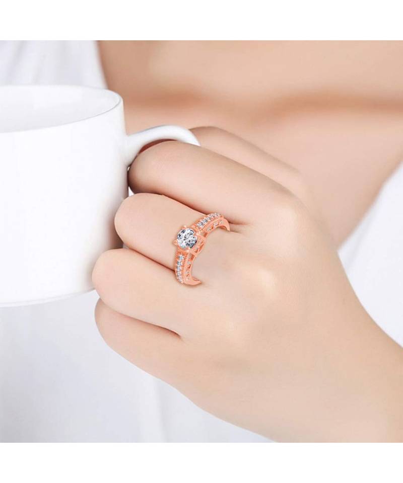 Gold american_diamonds Rose Gold Alloy   Finger Ring