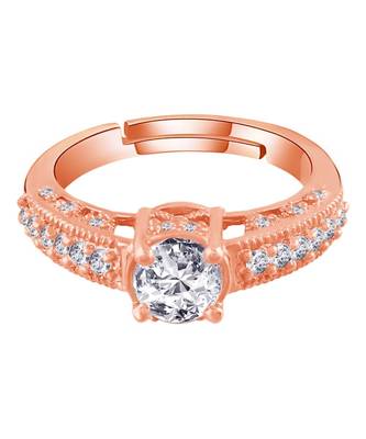 Gold american_diamonds Rose Gold Alloy   Finger Ring 4