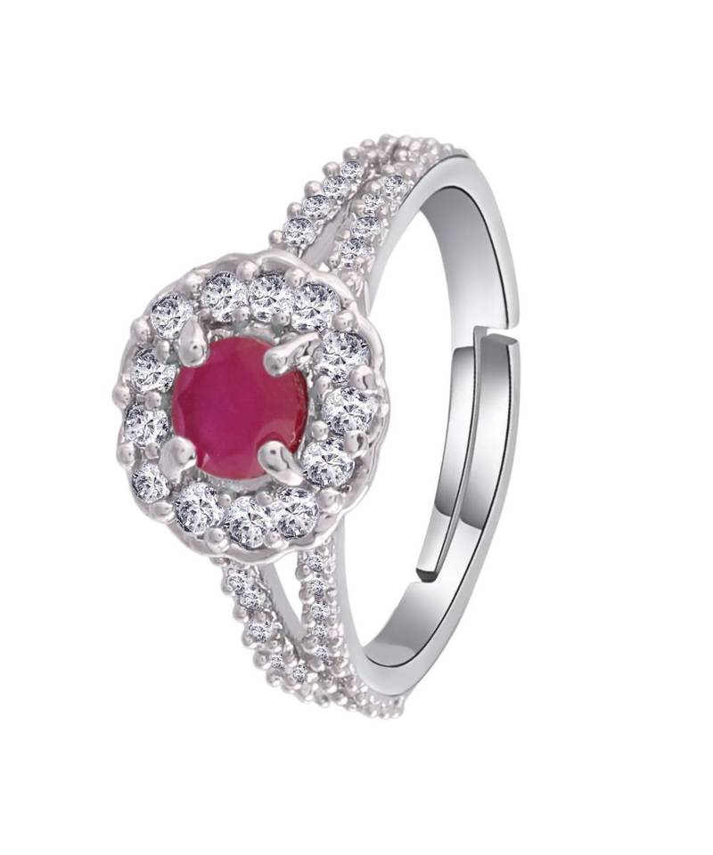 Maroon american_diamonds Rhodium Alloy   Finger Ring   Red Rose Box