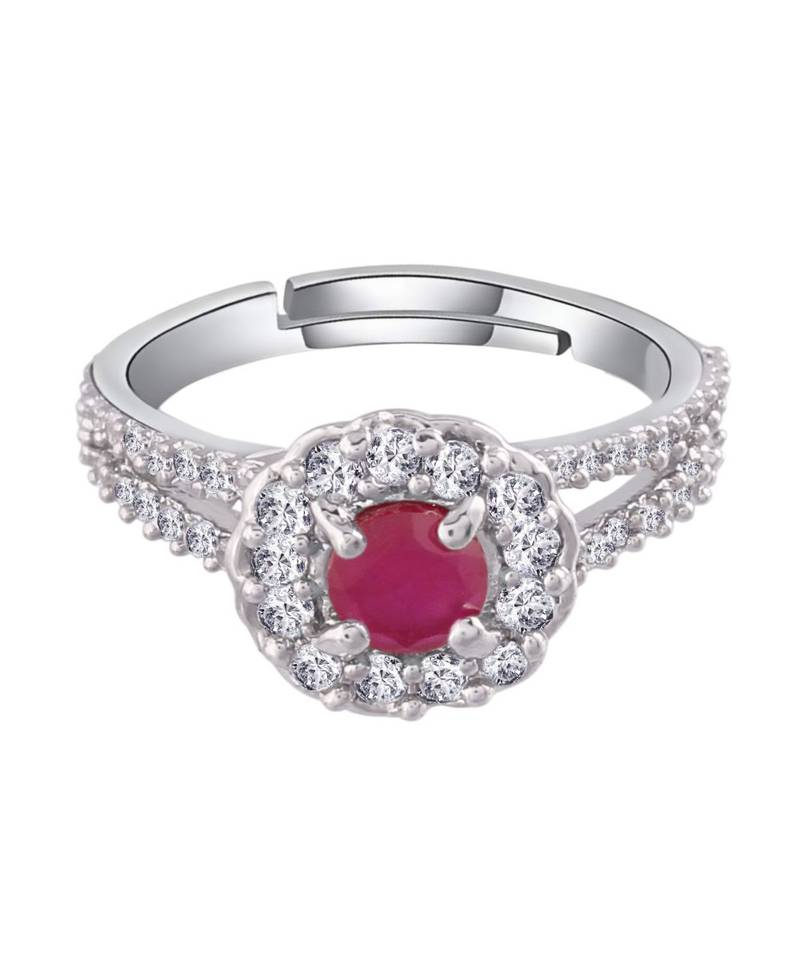 Maroon american_diamonds Rhodium Alloy   Finger Ring   Red Rose Box