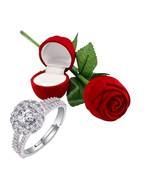 White american_diamonds Rhodium Alloy   Finger Ring   Red Rose Box
