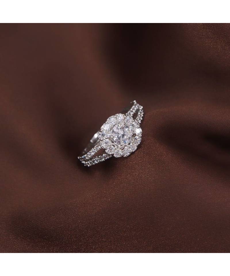 White american_diamonds Rhodium Alloy   Finger Ring   Red Rose Box