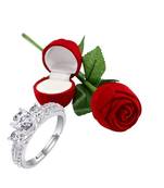 White american_diamonds Rhodium Alloy   Finger Ring   Red Rose Box
