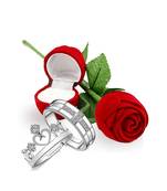 Silver american_diamonds Rhodium Alloy 2 Finger Ring   Red Rose Box