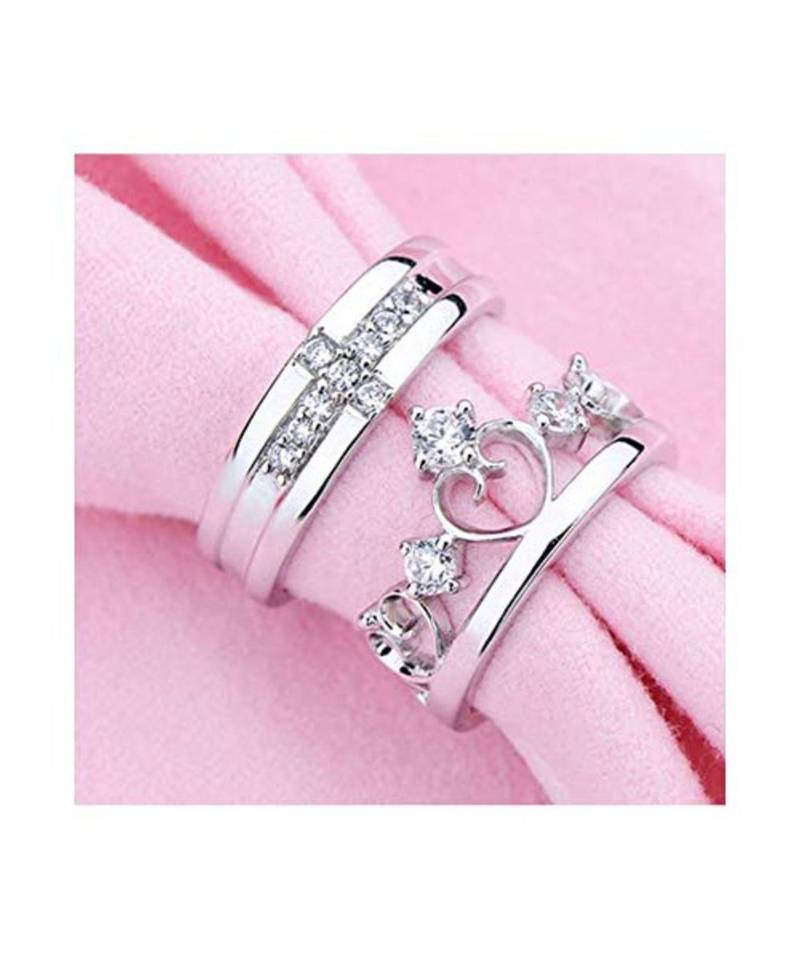 Silver american_diamonds Rhodium Alloy 2 Finger Ring   Red Rose Box