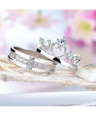 Silver american_diamonds Rhodium Alloy 2 Finger Ring   Red Rose Box 5