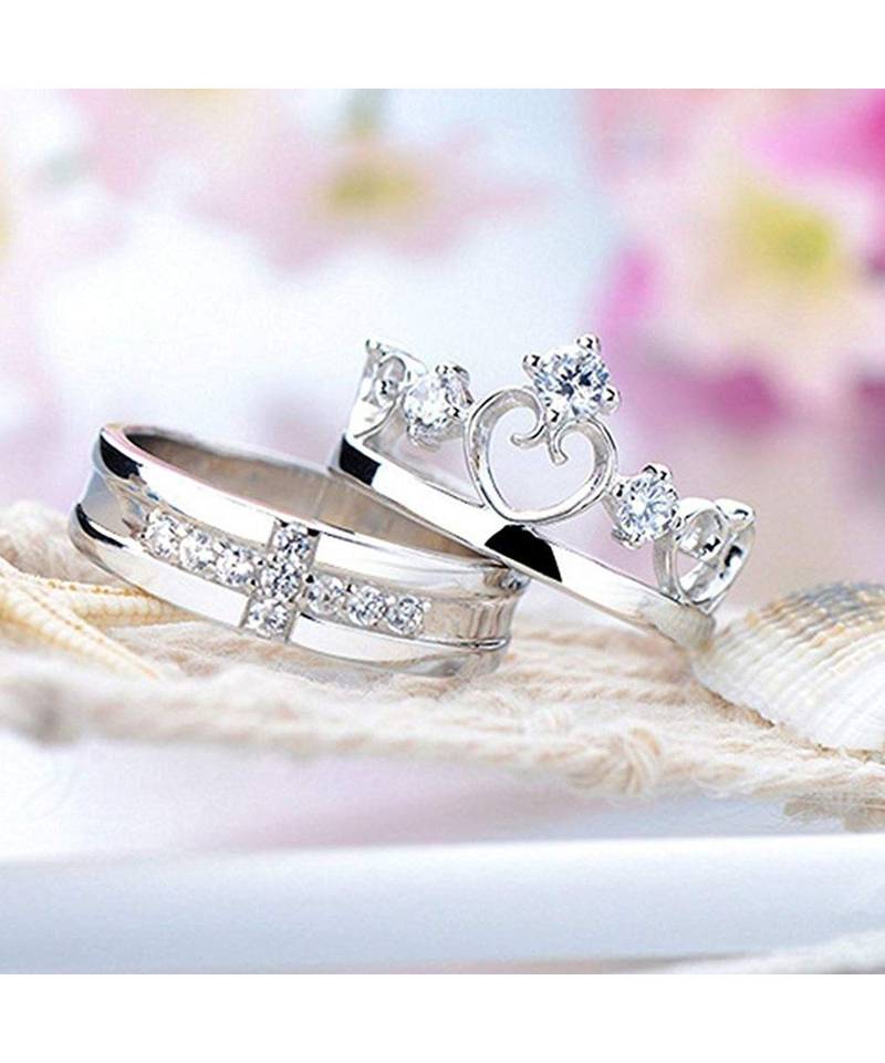 Silver american_diamonds Rhodium Alloy 2 Finger Ring   Red Rose Box