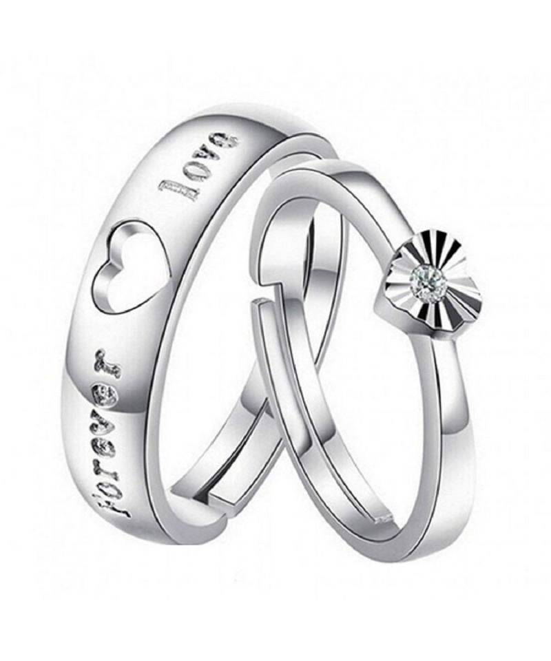 Silver american_diamonds Rhodium Alloy 2 Finger Ring   Red Rose Box