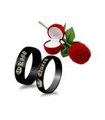 Silver american_diamonds Titanium Alloy 2 Finger Ring   Red Rose Box