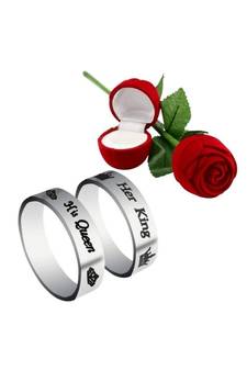 Silver american_diamonds Rhodium Alloy 2 Finger Ring   Red Rose Box