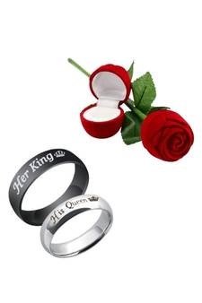 Silver american_diamonds Rhodium Alloy 2 Finger Ring   Red Rose Box
