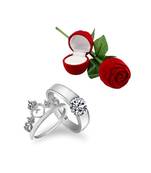 Silver american_diamonds Rhodium Alloy 2 Finger Ring   Red Rose Box