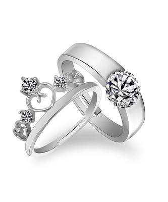 Silver american_diamonds Rhodium Alloy 2 Finger Ring   Red Rose Box 2