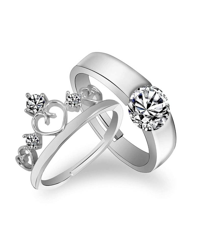 Silver american_diamonds Rhodium Alloy 2 Finger Ring   Red Rose Box