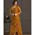 mustard Pure net unstitched thread embroidery  Top & Bottom WITH Dupatta