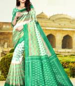 Green silk printed   saree and  blouse