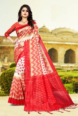 Blue silk printed   saree and  blouse 1