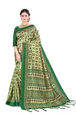 Geen silk printed   saree and  blouse 1