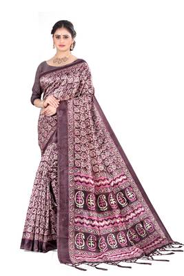 Baby Pink silk printed   saree and  blouse 1