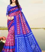 Pink silk printed   saree and  blouse