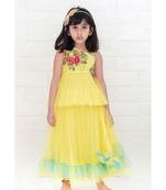 hand embroidered zari work yellow peplum lehenga