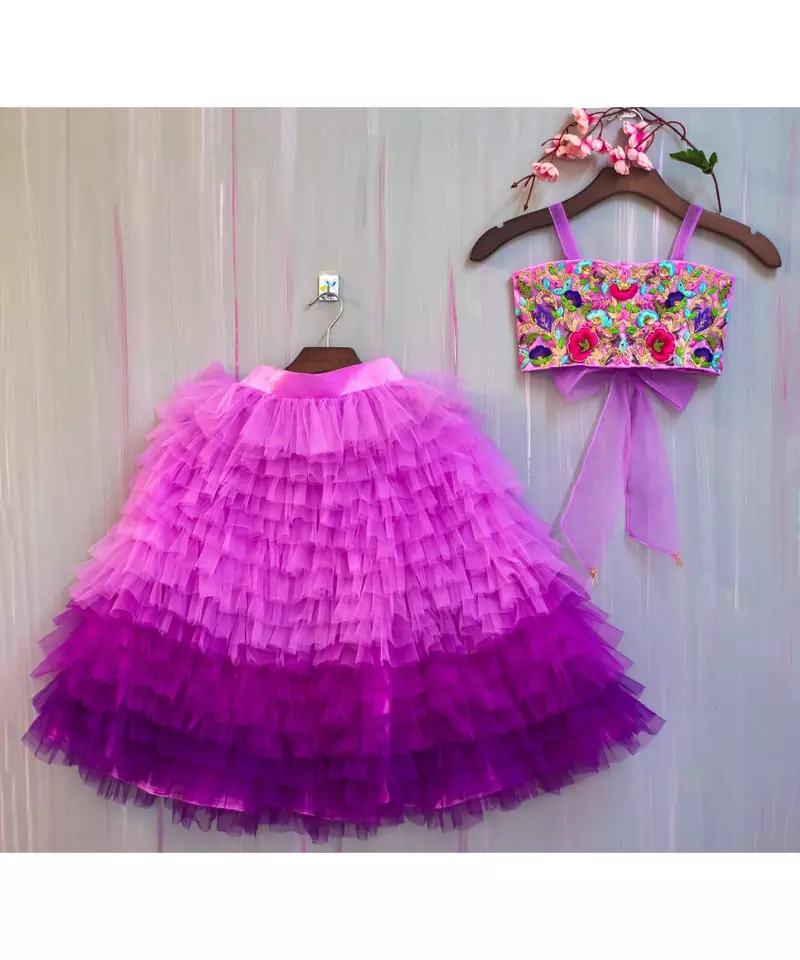 lavender hand embroidered resham work lehenga