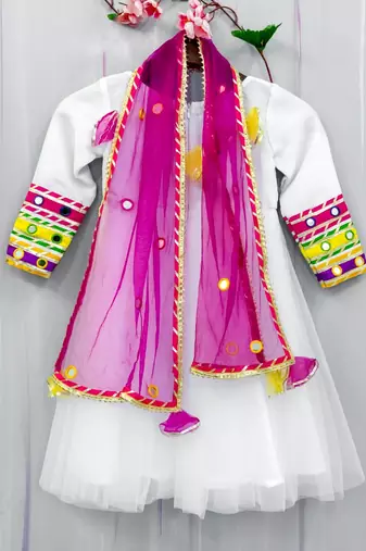white mirror work anarkali