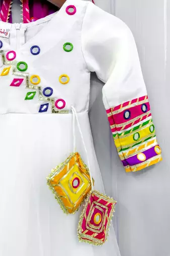 white mirror work anarkali