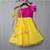 pink and lemon hand embroidered  mirror work lehenga
