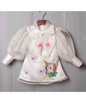hand embroidered unicorn short dress 1