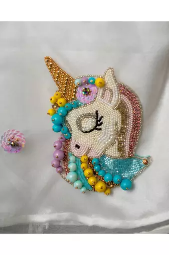 hand embroidered unicorn short dress