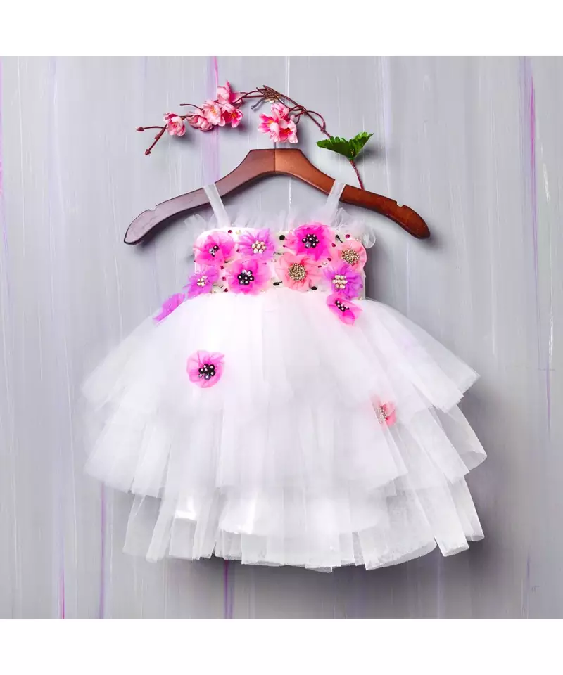 white hand made flora dress