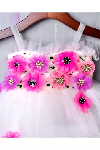 white hand made flora dress