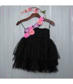black hand made flora dress