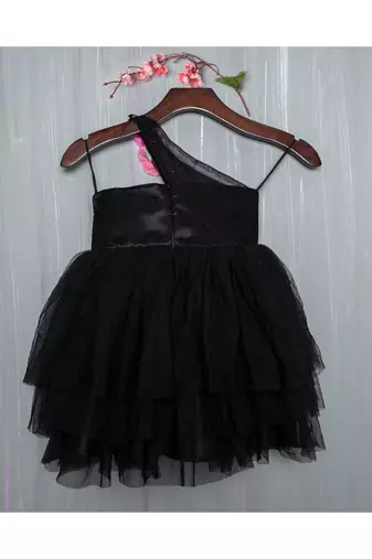 black hand made flora dress