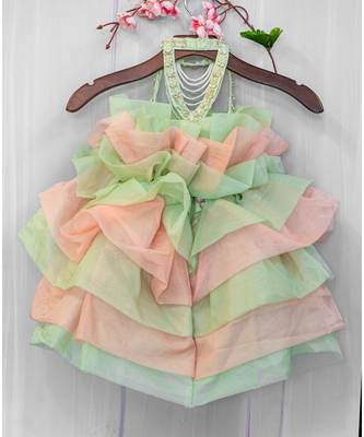 organza hand embroidered studded gown 2
