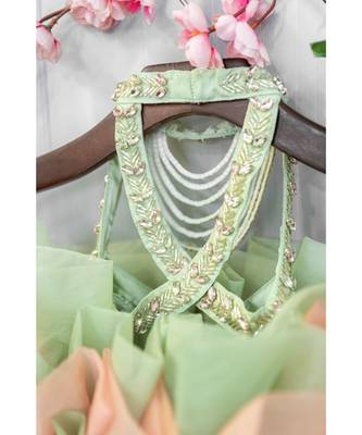 organza hand embroidered studded gown 3