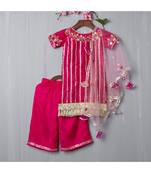 magenta hand embroidered mirror work kurta  palazzo