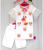 white hand embroidered chikan and mukesh work kurta palazzo