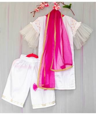 white hand embroidered chikan and mukesh work kurta palazzo 2